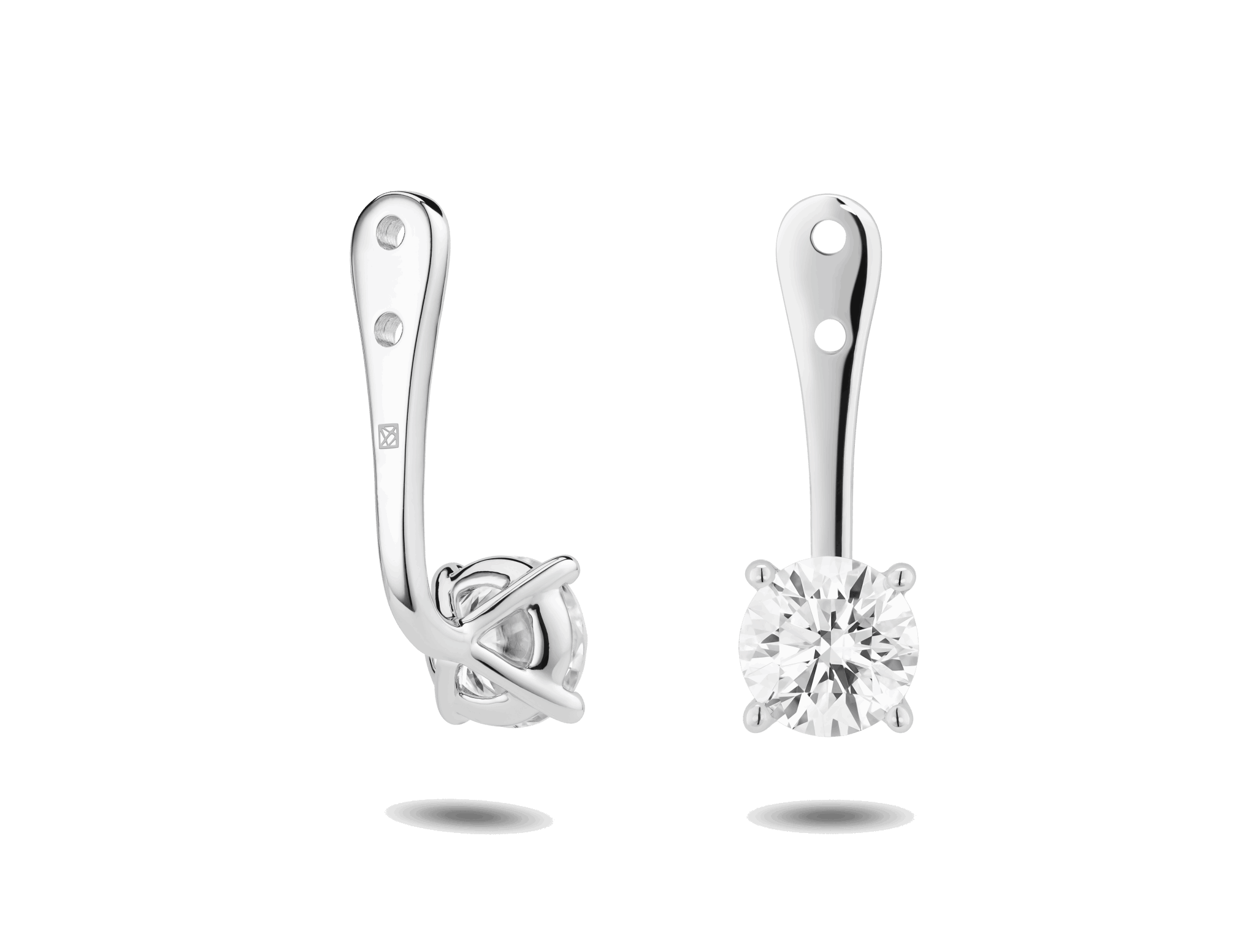 Lab-Grown Diamond 1ct. tw. Round Brilliant Solitaire Ear Jacket Earrings | White - #Lightbox Jewelry#