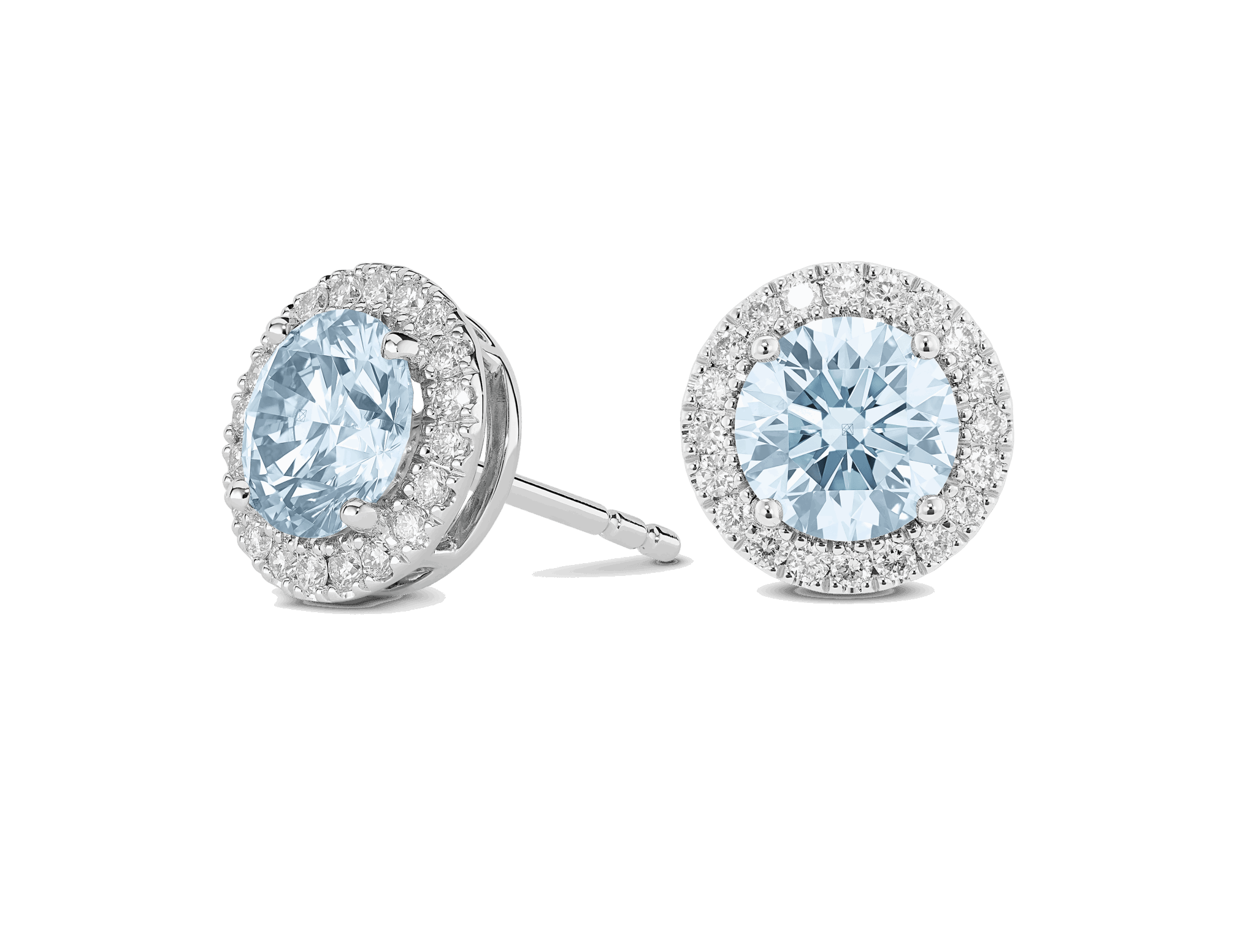 Lab-Grown Diamond 2ct. tw. Halo 14k Gold Earrings | Blue - #Lightbox Jewelry#