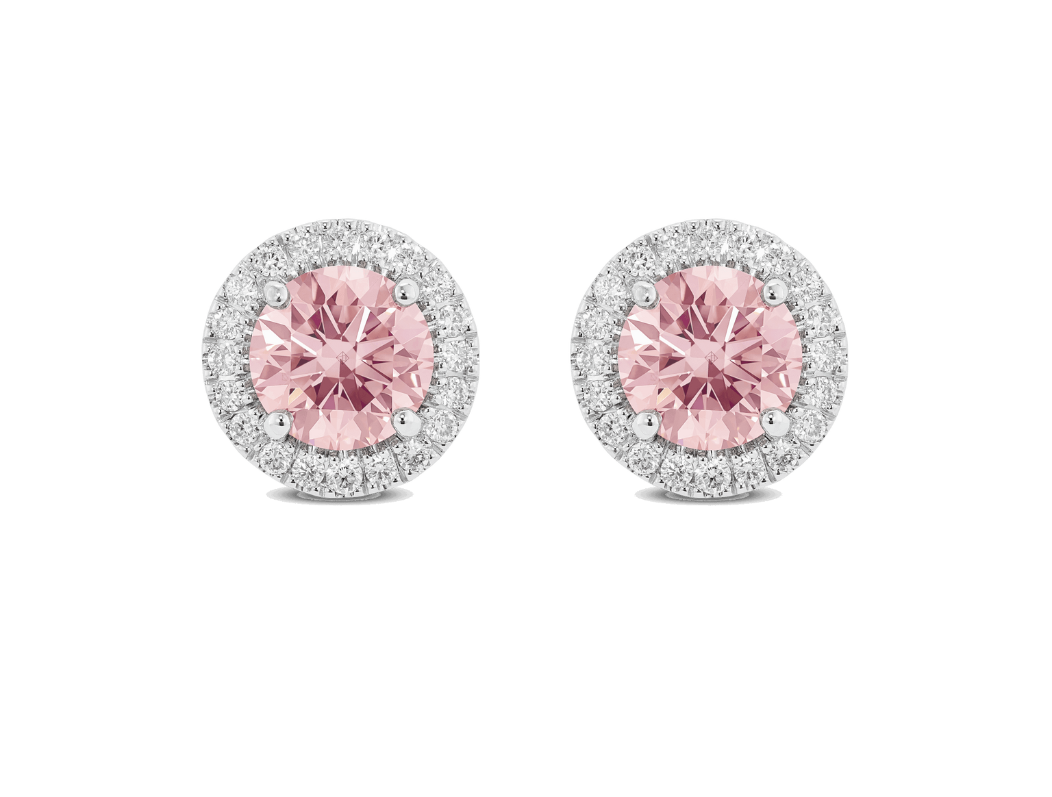 Lab-Grown Diamond 2ct. tw. Halo 14k Gold Earrings | Pink