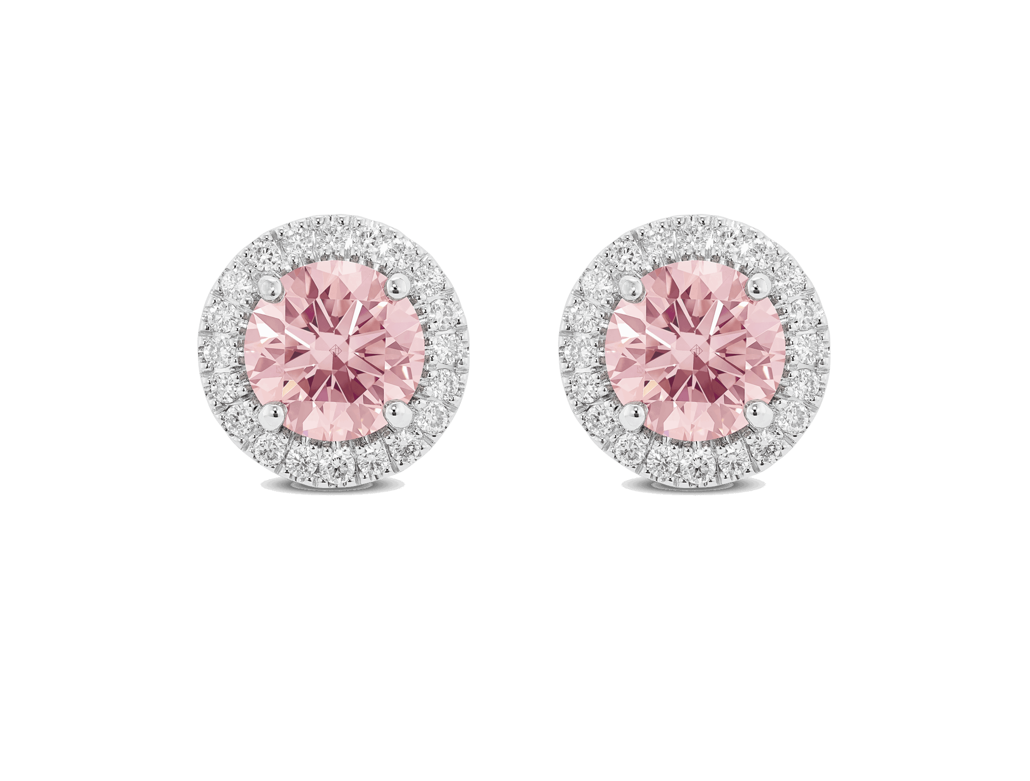 Lab-Grown Diamond 2ct. tw. Halo 14k Gold Earrings | Pink - #Lightbox Jewelry#