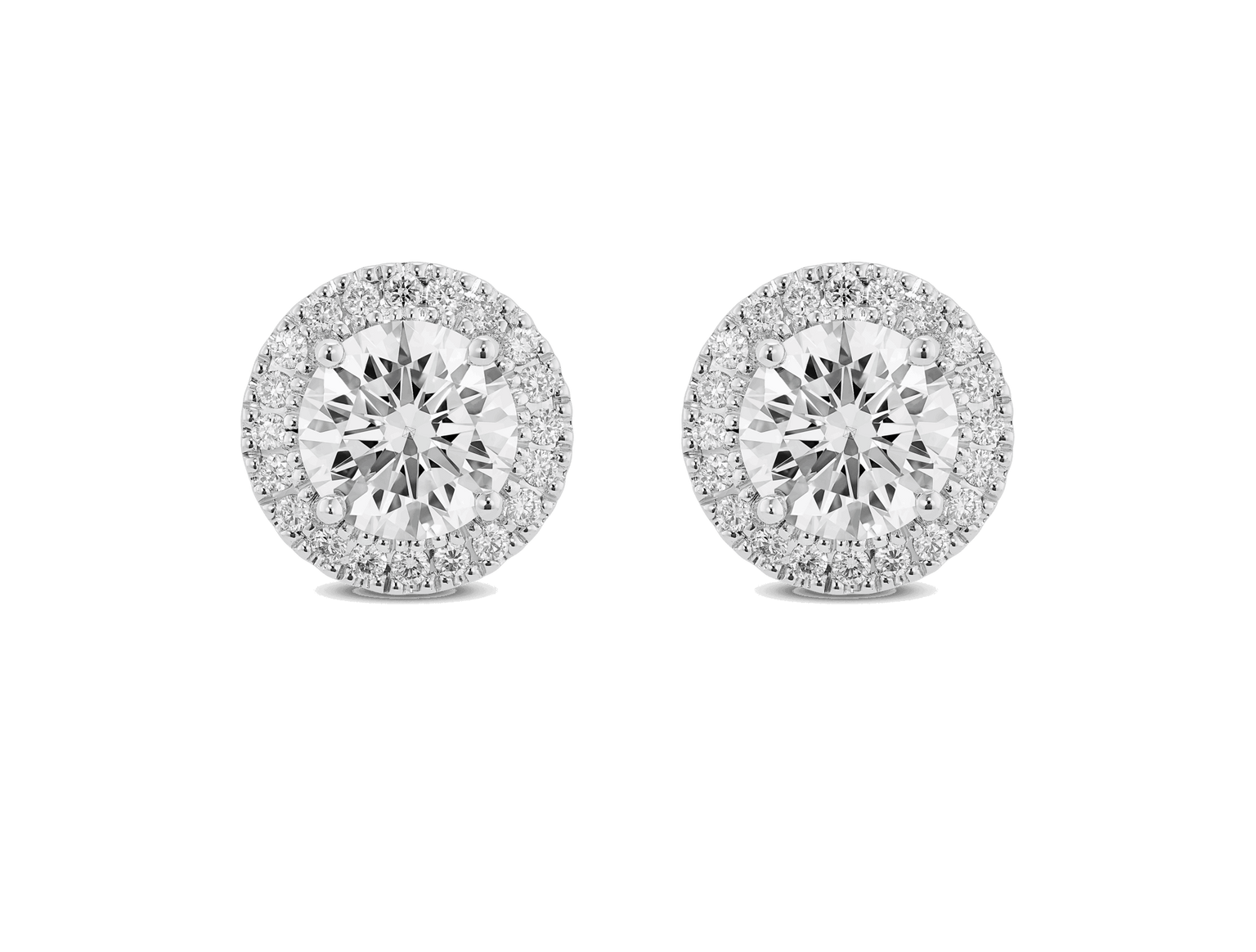 Lab-Grown Diamond 2ct. tw. Halo 14k Gold Earrings | White