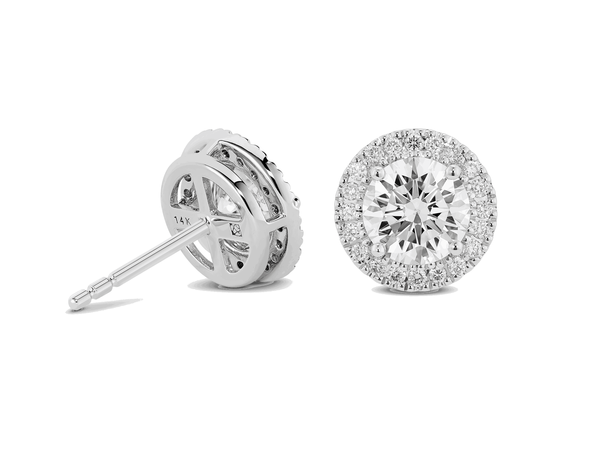 Lab-Grown Diamond 2ct. tw. Halo 14k Gold Earrings | White - #Lightbox Jewelry#