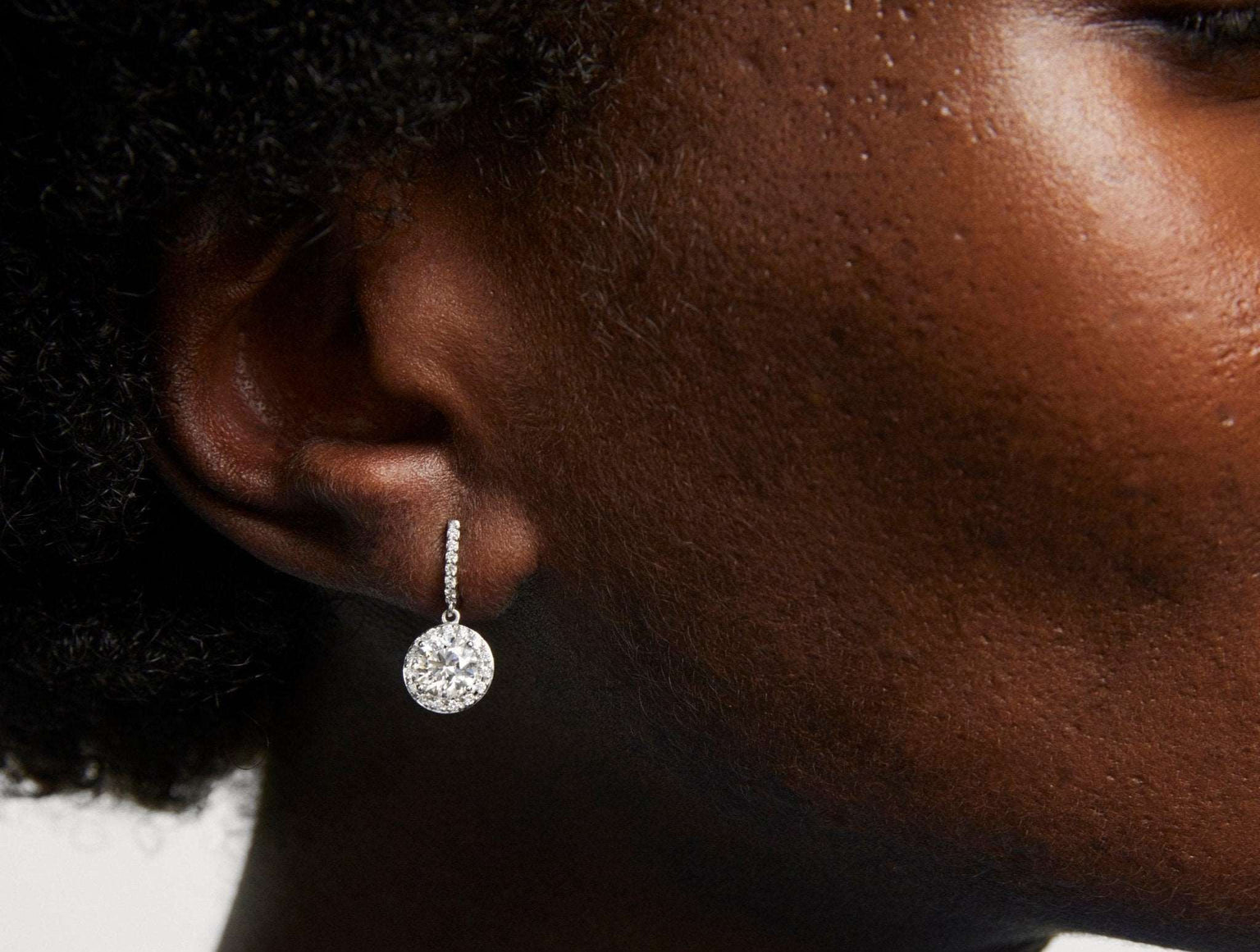 Lab-Grown Diamond 2ct. tw. Halo Drop Earrings | White