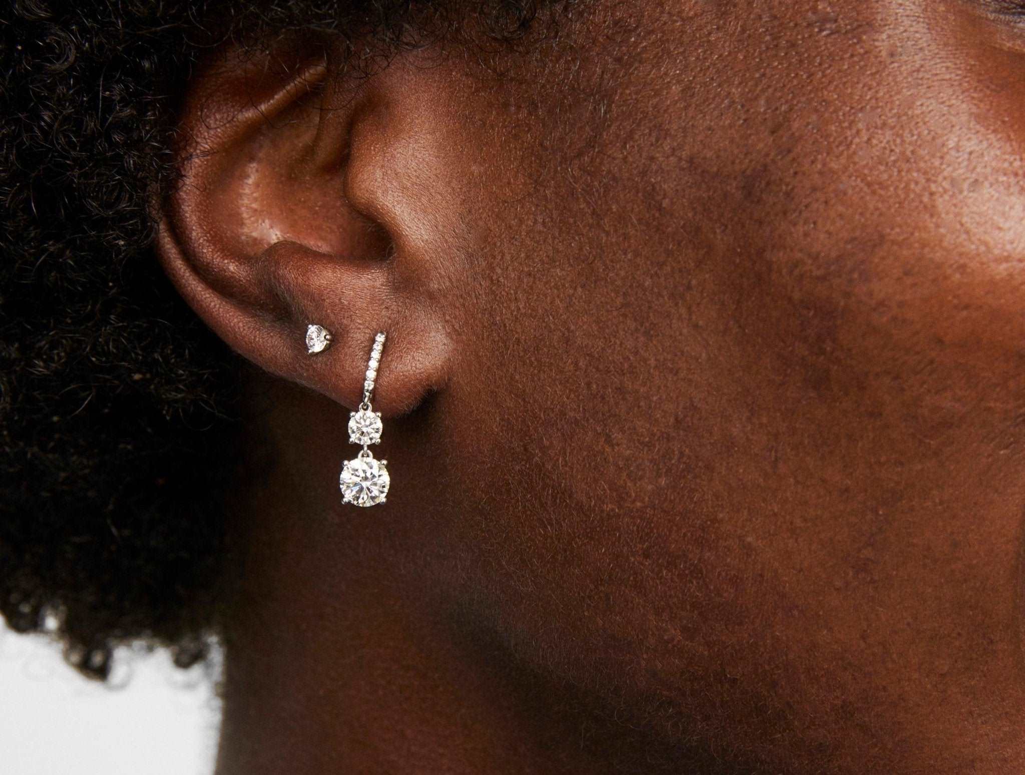 Lab-Grown Diamond 2ct. tw. Round Brilliant Double Drop Earrings | White - #Lightbox Jewelry#