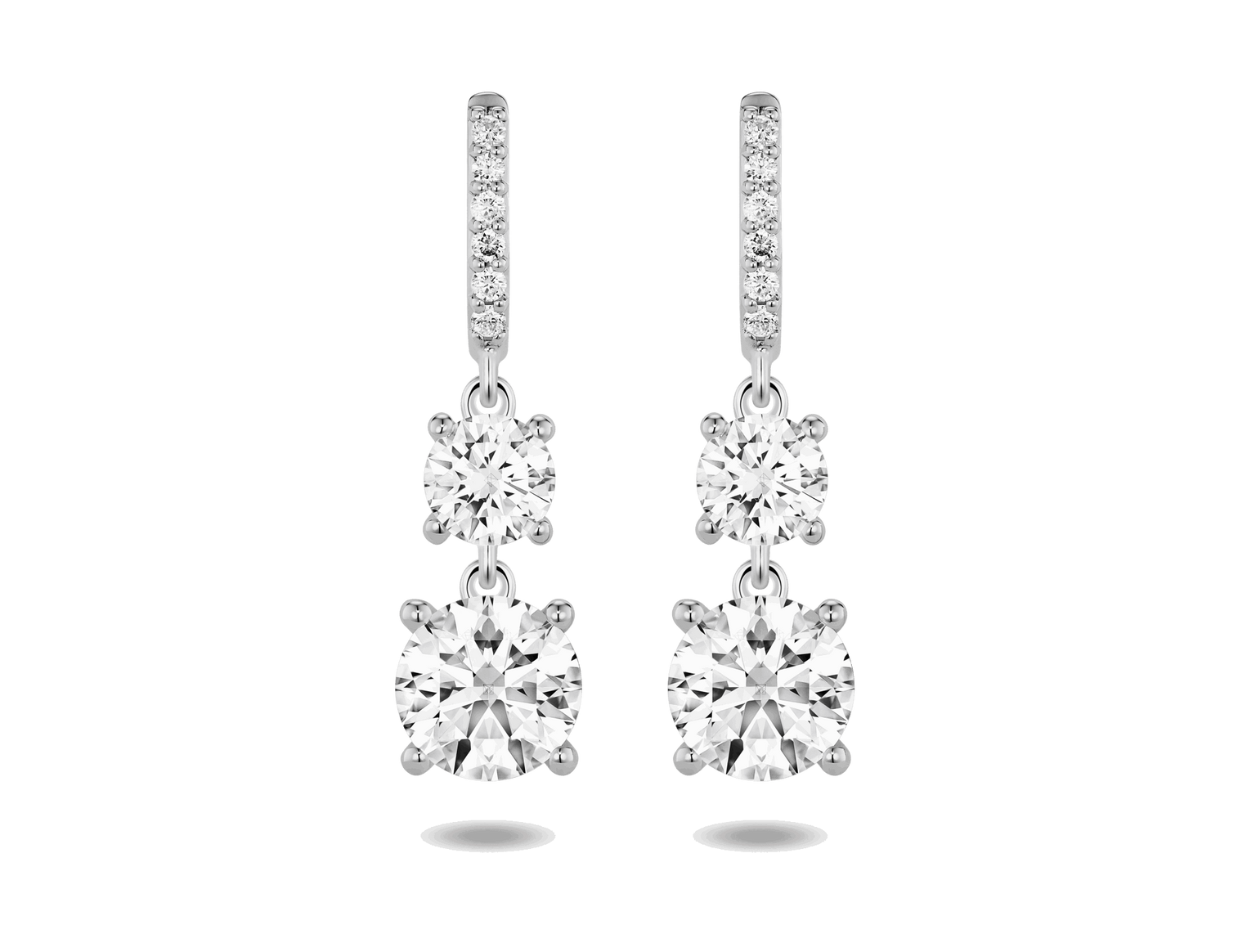 Lab-Grown Diamond 2ct. tw. Round Brilliant Double Drop Earrings | White
