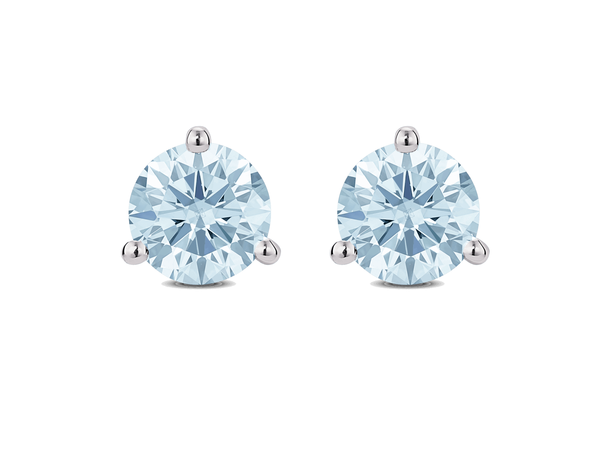 Lab-Grown Diamond 2ct. tw. Round Brilliant Solitaire 14k Gold Studs | Blue - #Lightbox Jewelry#