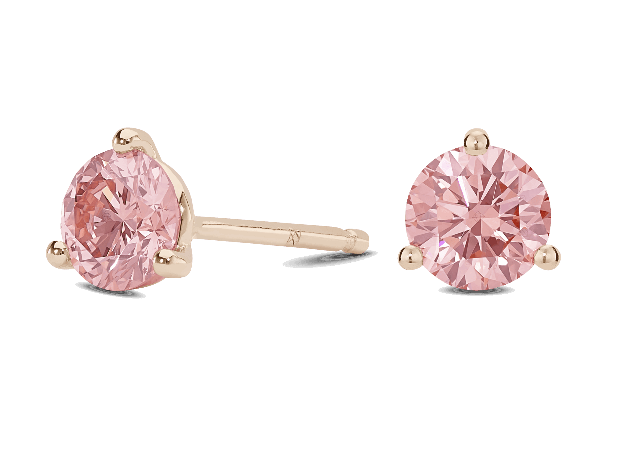 Lab-Grown Diamond 2ct. tw. Round Brilliant Solitaire 14k Gold Studs | Pink - #Lightbox Jewelry#