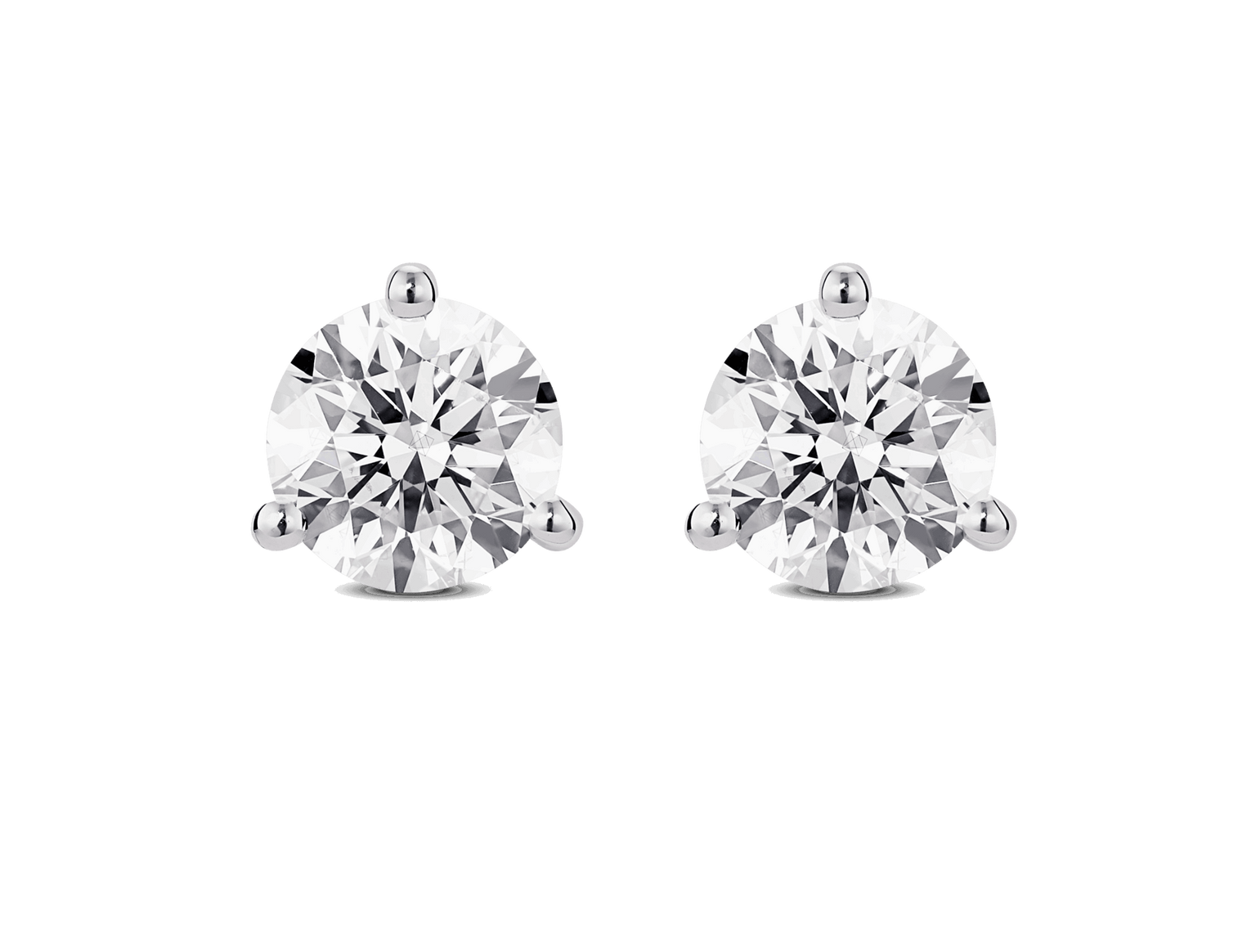 Lab-Grown Diamond 2ct. tw. Round Brilliant Solitaire 14k Gold Studs | White