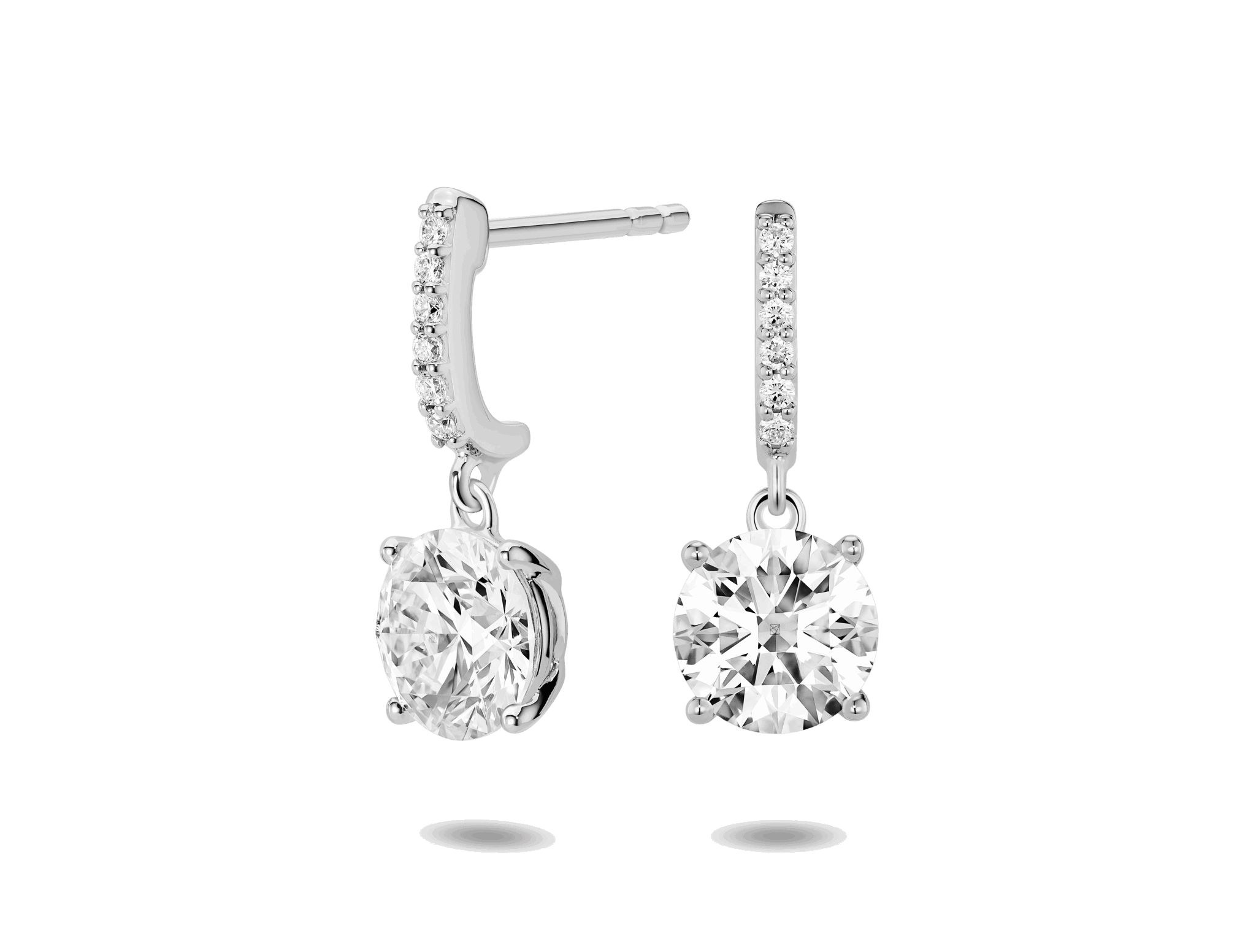 Lab-Grown Diamond 2ct. tw. Round Brilliant Solitaire Drop Earrings | White - #Lightbox Jewelry#