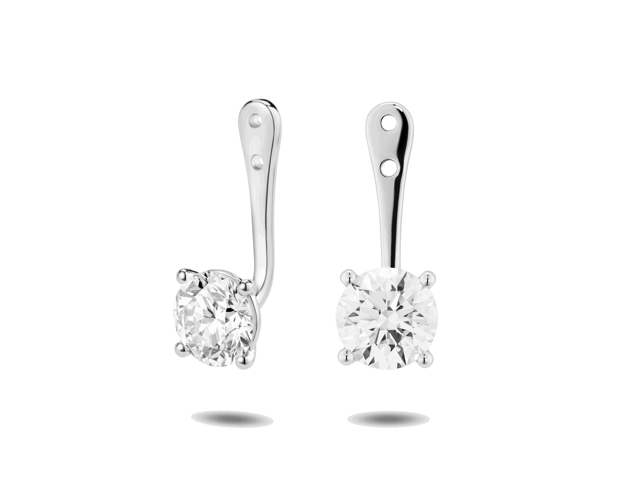 Lab-Grown Diamond 2ct. tw. Round Brilliant Solitaire Ear Jacket Earrings | White - #Lightbox Jewelry#