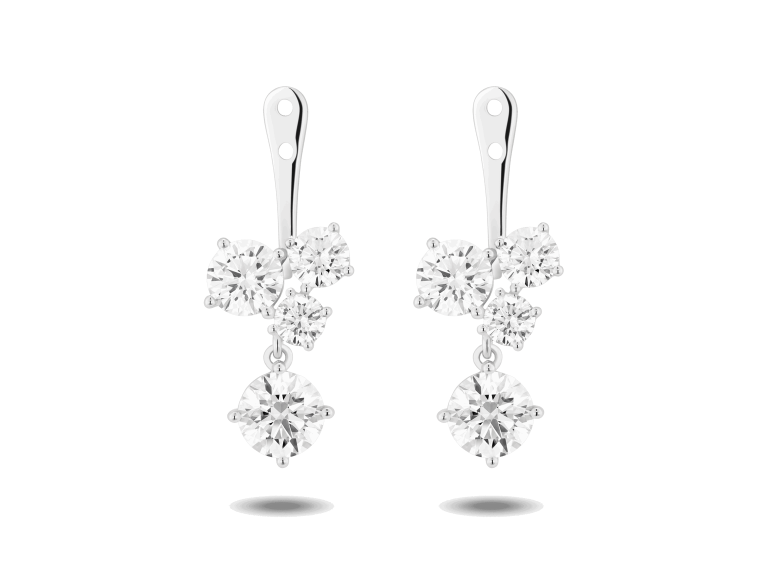 Lab-Grown Diamond 3³⁄₁₀ct. tw. Round Brilliant Cluster Ear Jacket Earrings | White