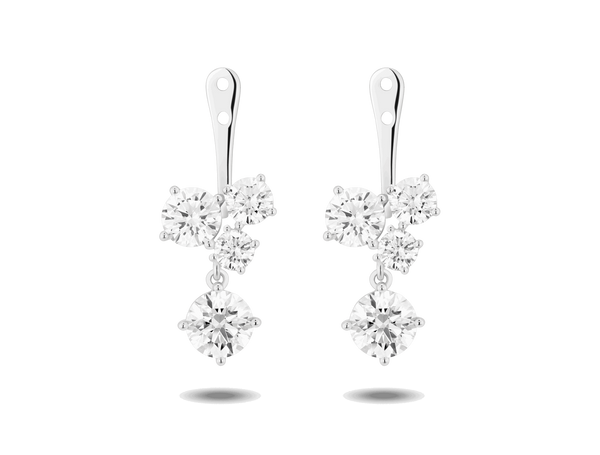 Lab-Grown Diamond 3³⁄₁₀ct. tw. Round Brilliant Cluster Ear Jacket Earrings  | White
