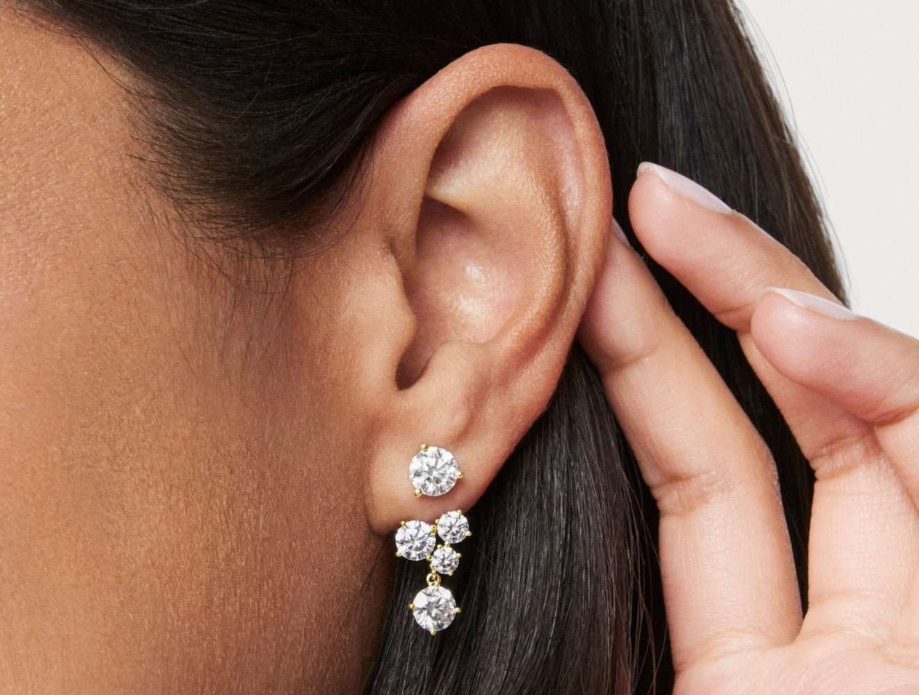 Lab-Grown Diamond 3³⁄₁₀ct. tw. Round Brilliant Cluster Ear Jacket Earrings | White