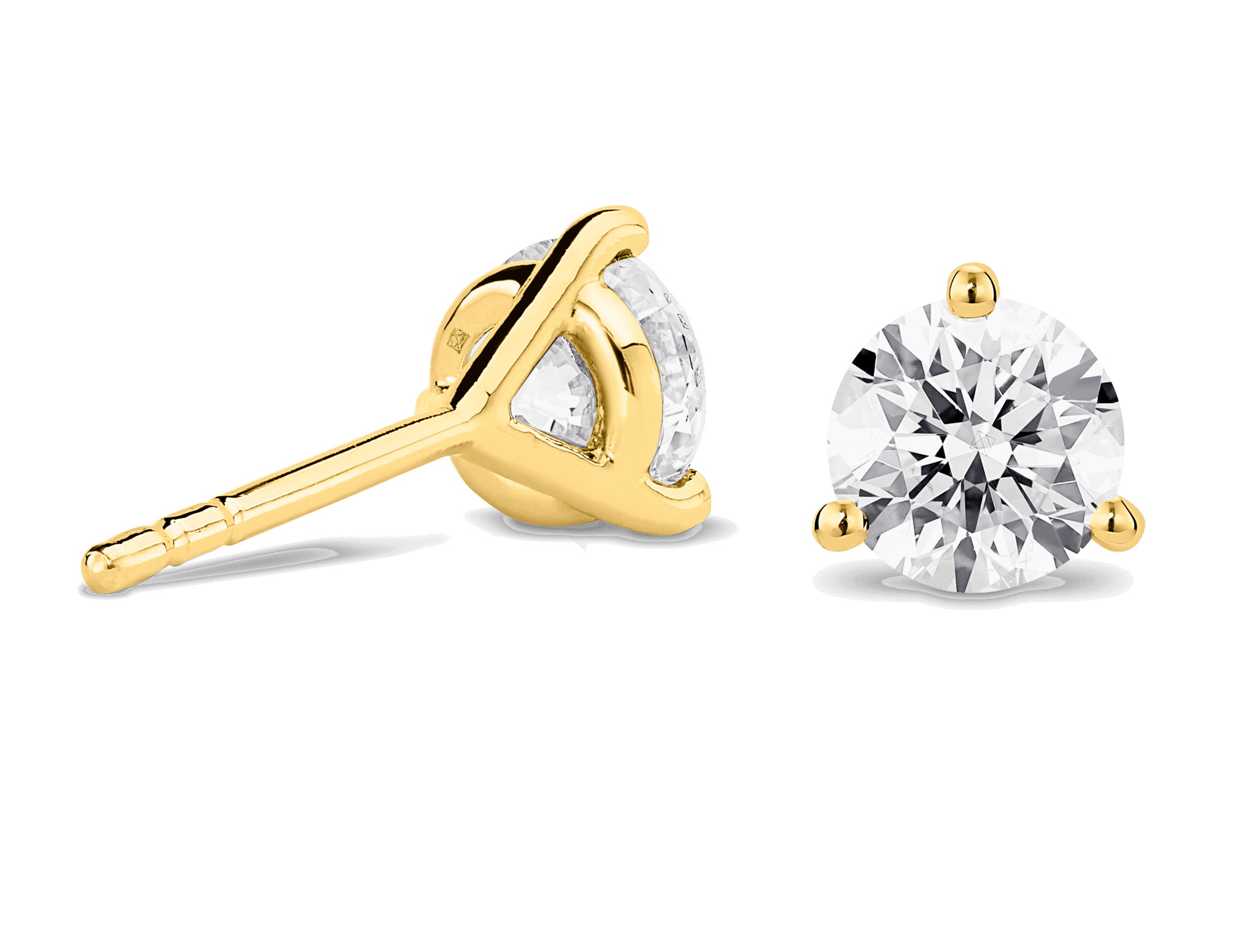 Lab-Grown Diamond 3ct. tw. Round Brilliant Studs and Pendant Yellow Gold Set | White - #Lightbox Jewelry#