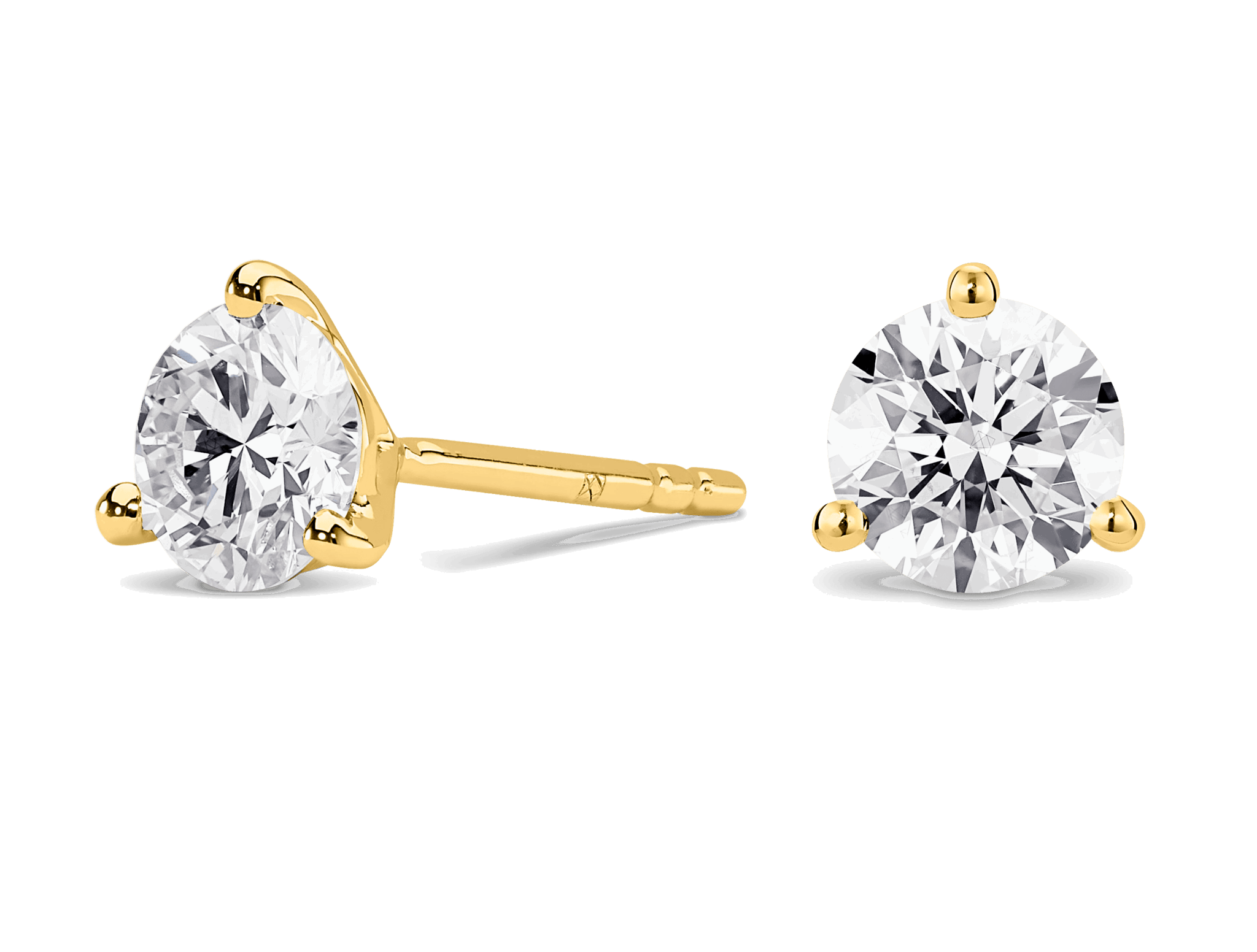 Lab-Grown Diamond 3ct. tw. Round Brilliant Studs and Pendant Yellow Gold Set | White - #Lightbox Jewelry#