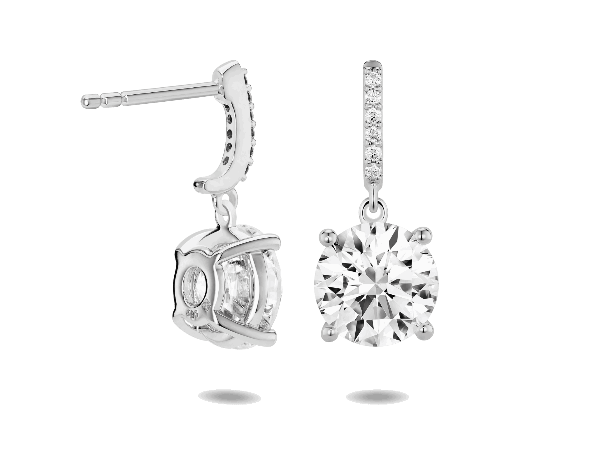Lab-Grown Diamond 4ct. tw. Round Brilliant Solitaire Drop Earrings | White - #Lightbox Jewelry#