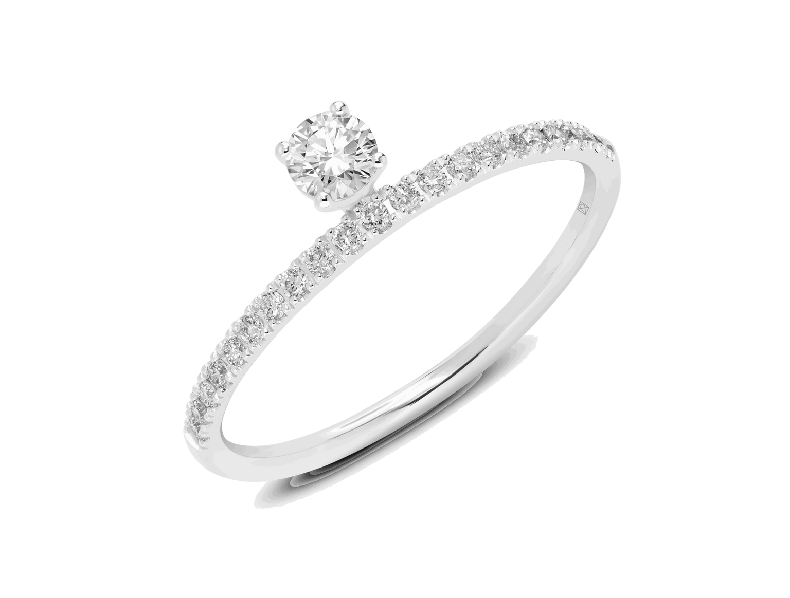 Lab-Grown Diamond ¼ct. tw. Floating Stone Pavé Stacking Ring | White