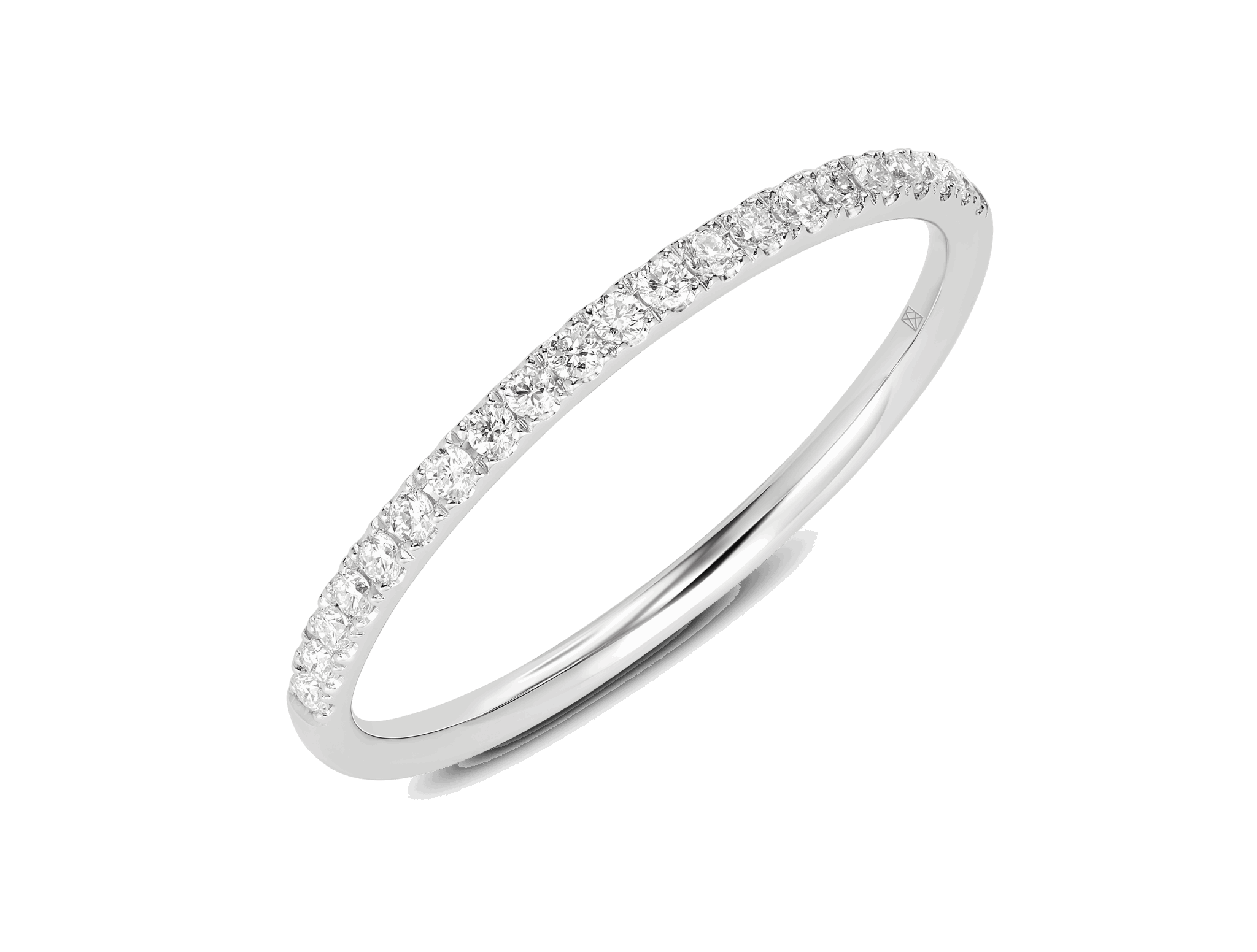 Lab-Grown Diamond ⅛ct. tw. Mini Half Pavé Stacking Ring | White - #Lightbox Jewelry#