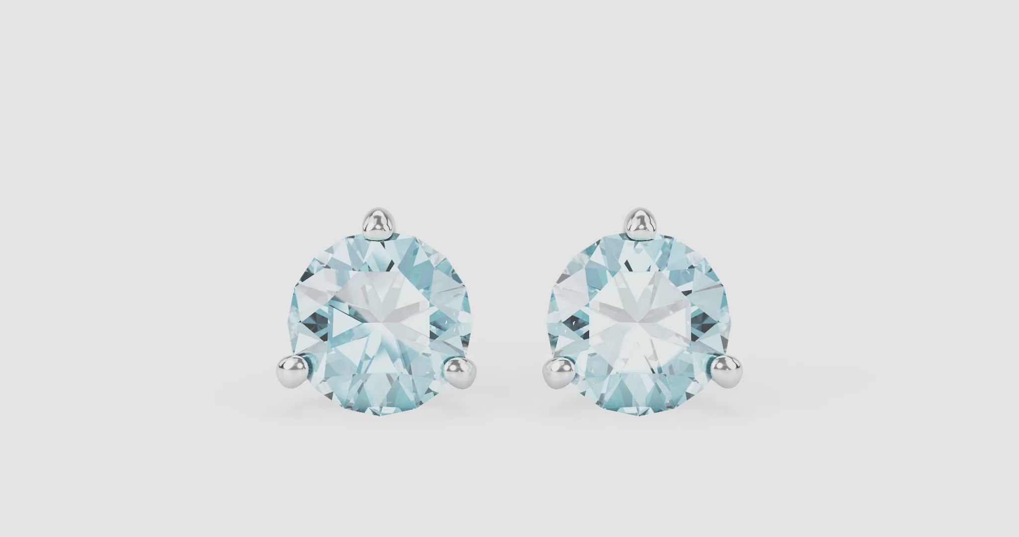 2 carat total weight blue round brilliant solitaire diamond studs in 14k white gold 360 video