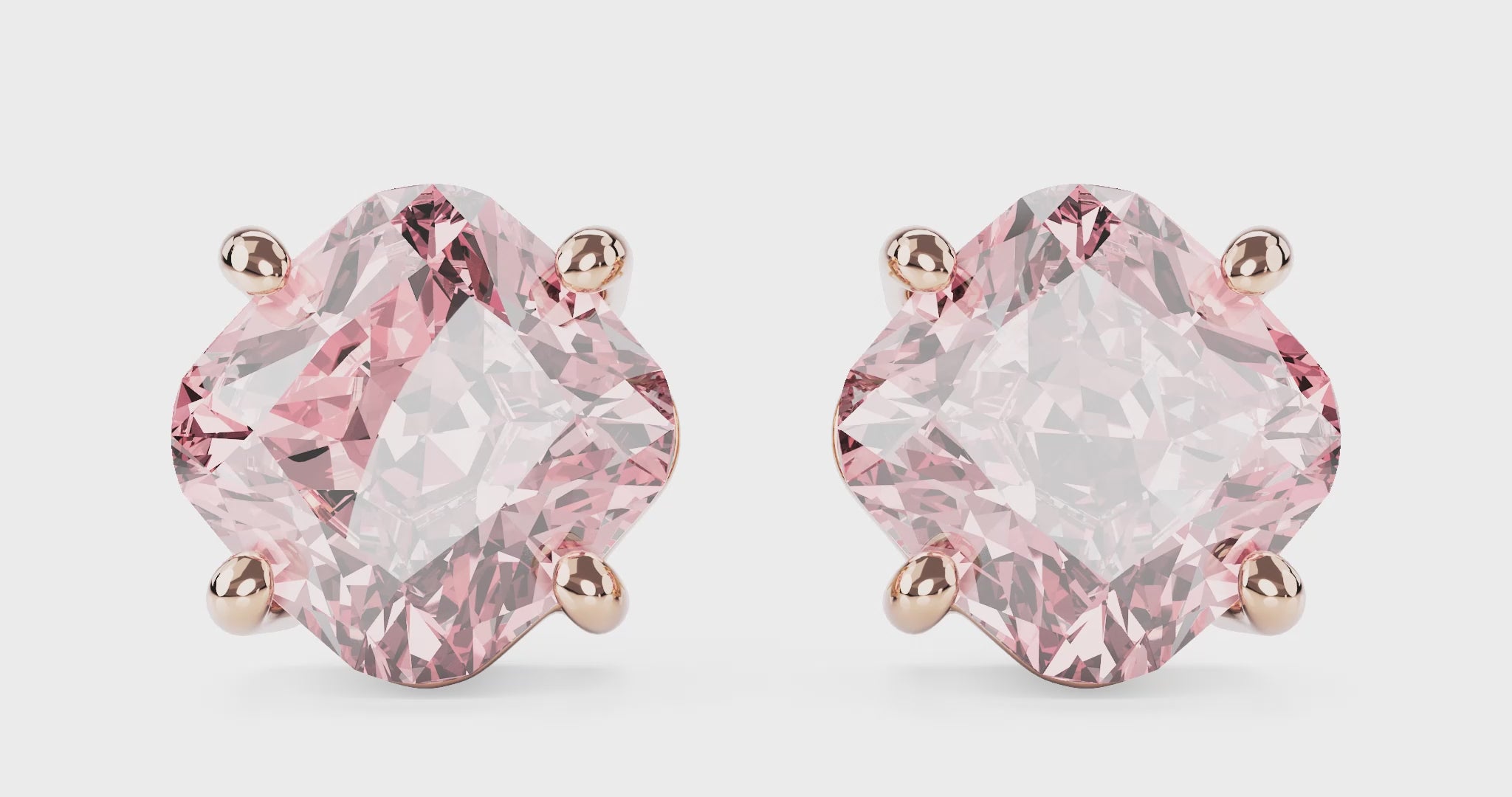 360 video of pink cushion cut studs