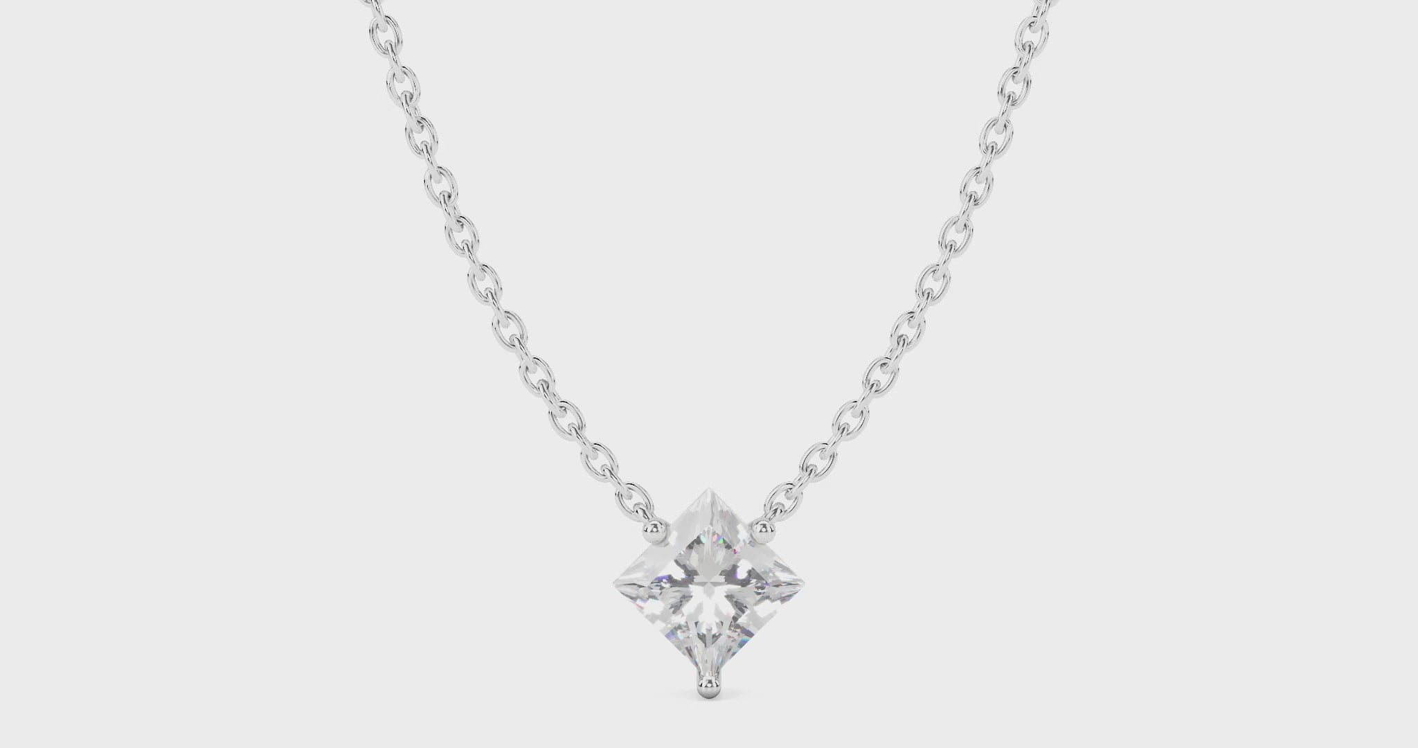1 carat white princess cut diamond pendant in 14k white gold 360 video