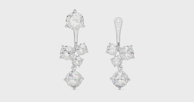 Video of white gold Round Brilliant Solitaire Cluster Ear Jacket