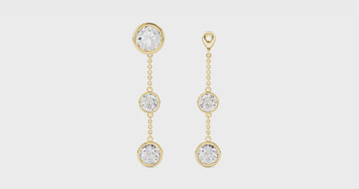 360 video of yellow gold double drop bezel earring jackets with a bezel stud