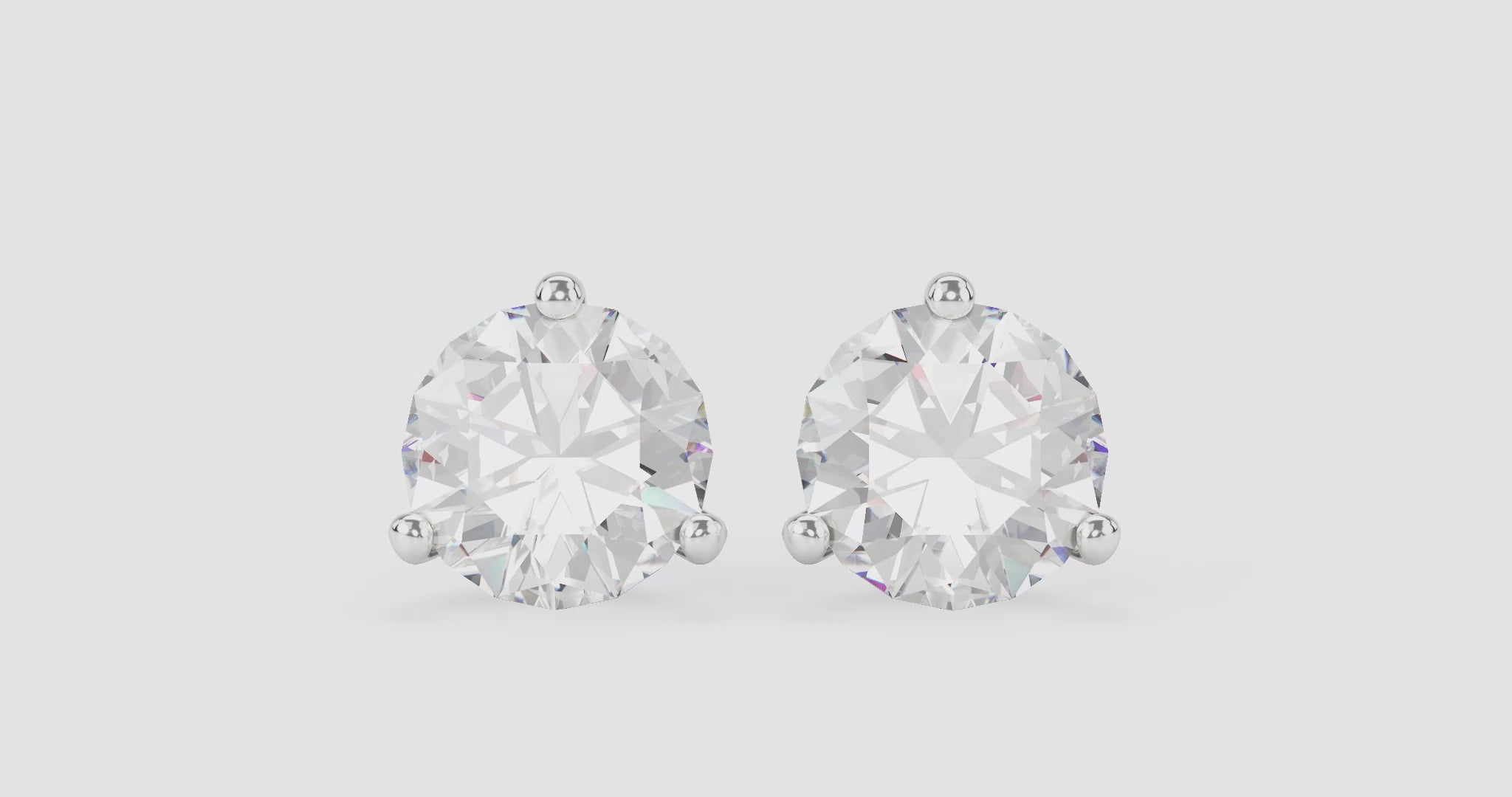 3 1/2 carat total weight white round brilliant solitaire diamond studs in 14k white gold 360 video