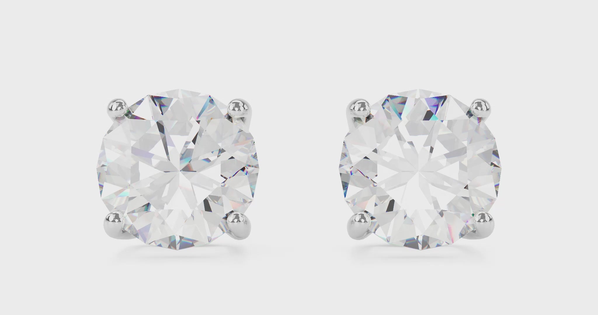 2 carat total weight white round brilliant finest diamond studs in 18k white gold 360 video