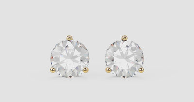 4 carat total weight white round brilliant solitaire diamond studs in 14k yellow gold 360 video