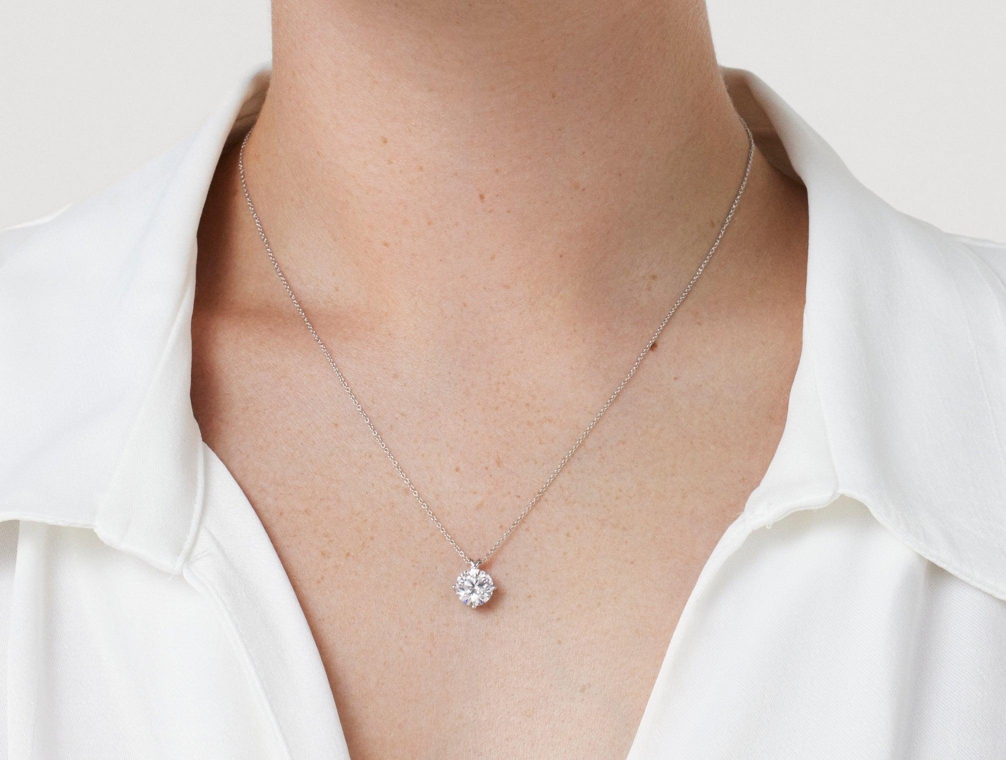 Finest Lab-Grown Diamond 2ct. Round Brilliant Solitaire Pendant | White - #Lightbox Jewelry#