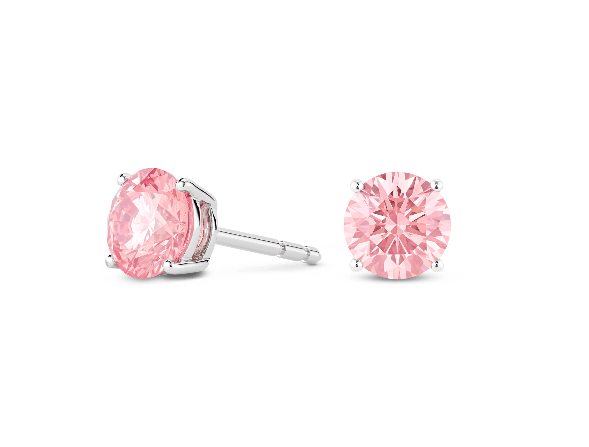 Finest Lab-Grown Diamond 2ct. tw. Round Brilliant Solitaire Studs | Pink - #Lightbox Jewelry#