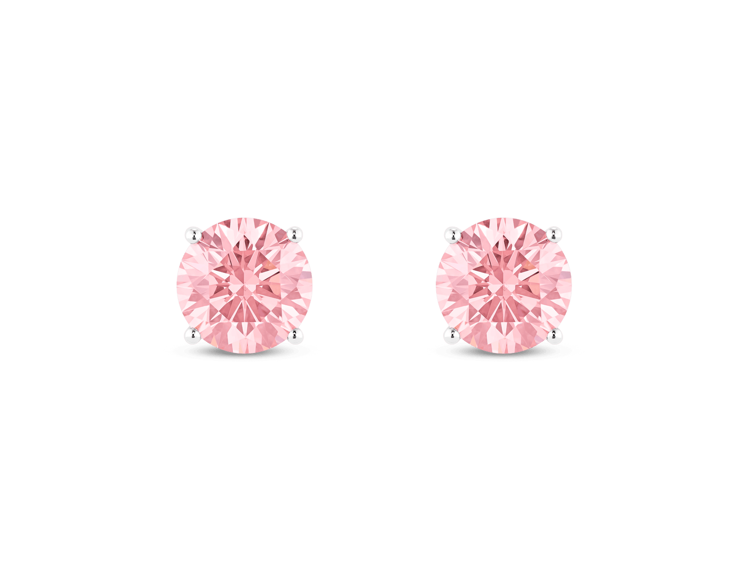Finest Lab-Grown Diamond 2ct. tw. Round Brilliant Solitaire Studs | Pink