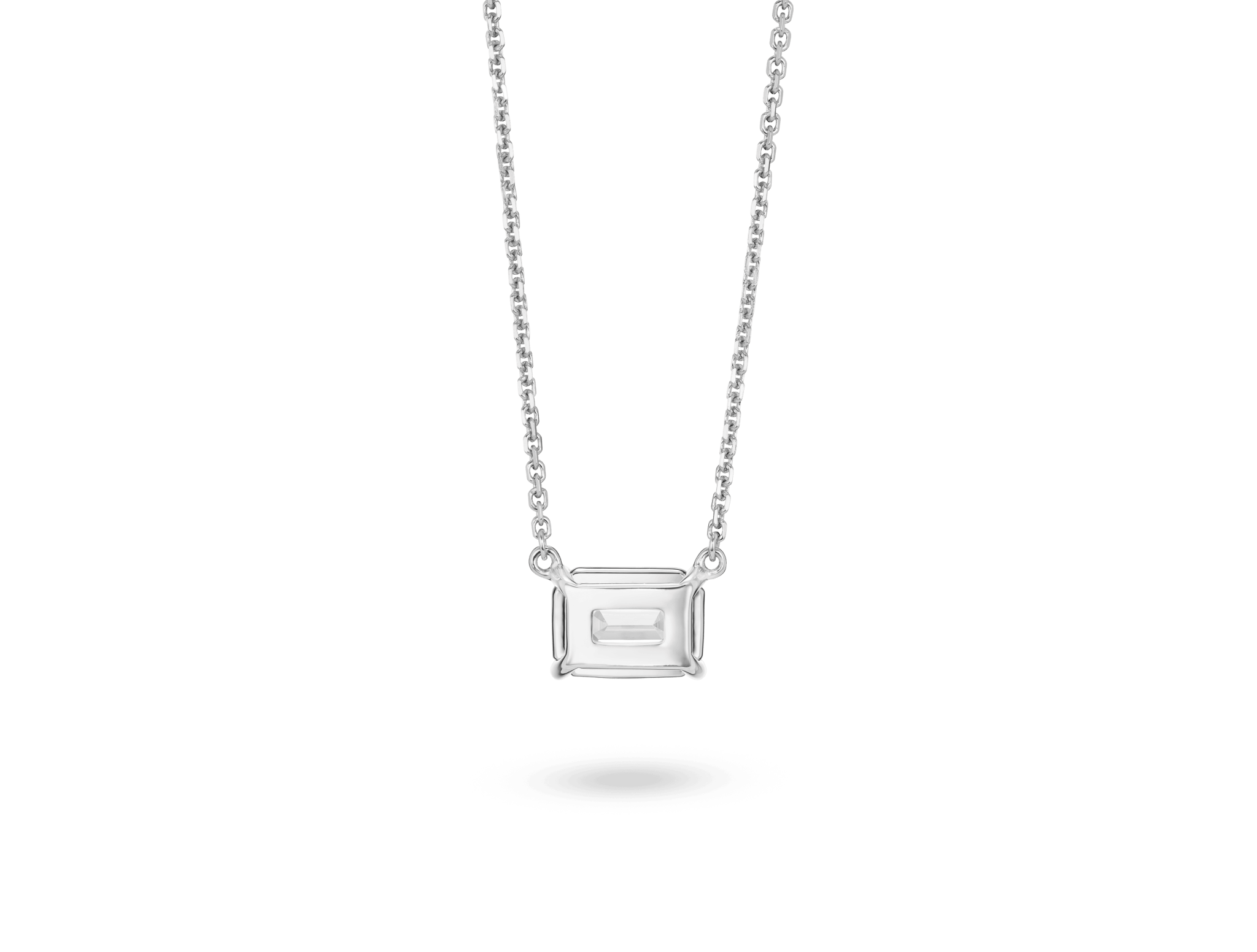 Lighter Moments Emerald Cut Halo Diamond Necklace -East to West LP927214WW  - Bryan Jewelry