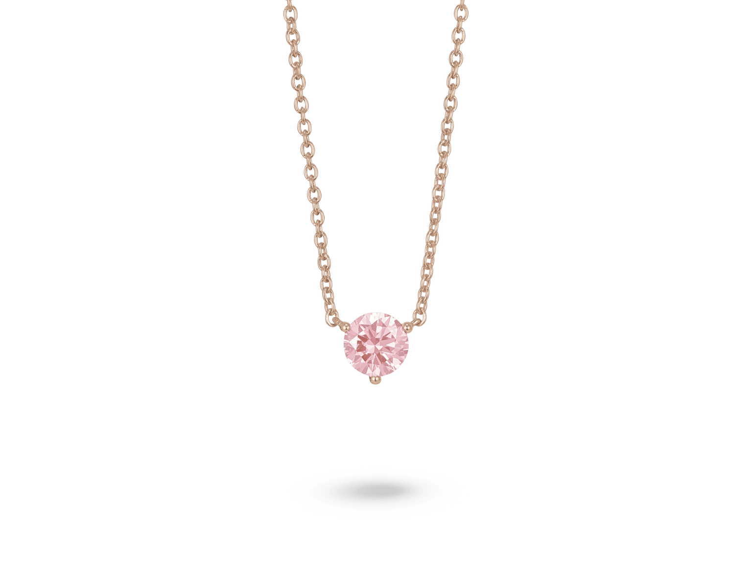 Lab-Grown Diamond 1ct. Round Brilliant Solitaire 14k Gold Pendant | Pink