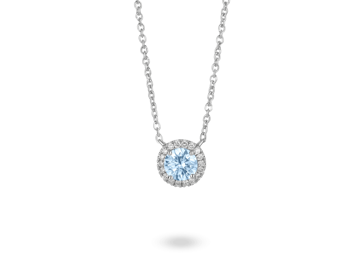 Lab-Grown Diamond 1ct. tw. Halo 14k Gold Pendant | Blue