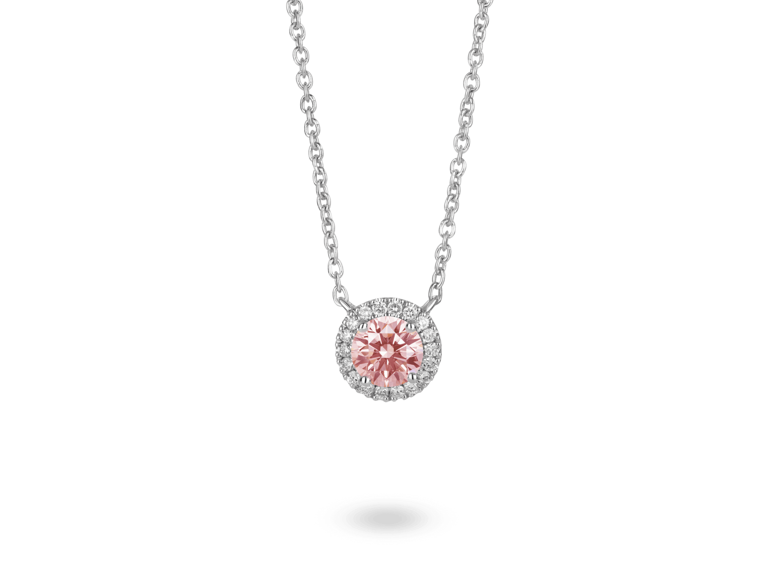 Lab-Grown Diamond 1ct. tw. Halo 14k Gold Pendant | Pink