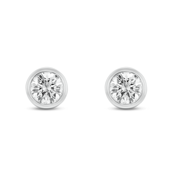 Lab-Grown Diamond 1ct. tw. Round Brilliant 14k Bezel Studs | White - #Lightbox Jewelry#