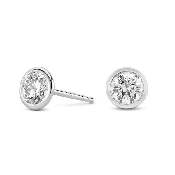 Lab-Grown Diamond 1ct. tw. Round Brilliant 14k Bezel Studs | White - #Lightbox Jewelry#