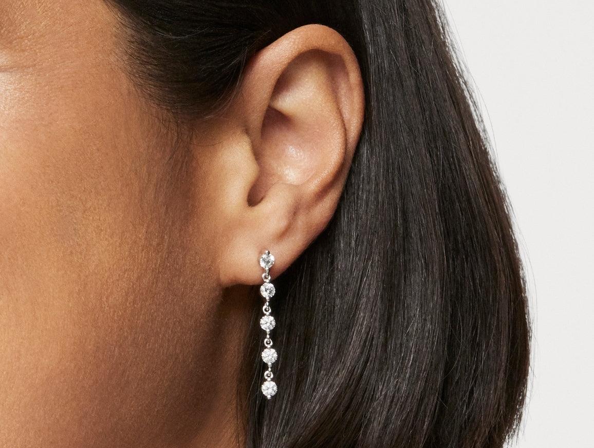 Lab-Grown Diamond 1½ct. tw. Round Brilliant Line Drop Earrings | White - #Lightbox Jewelry#