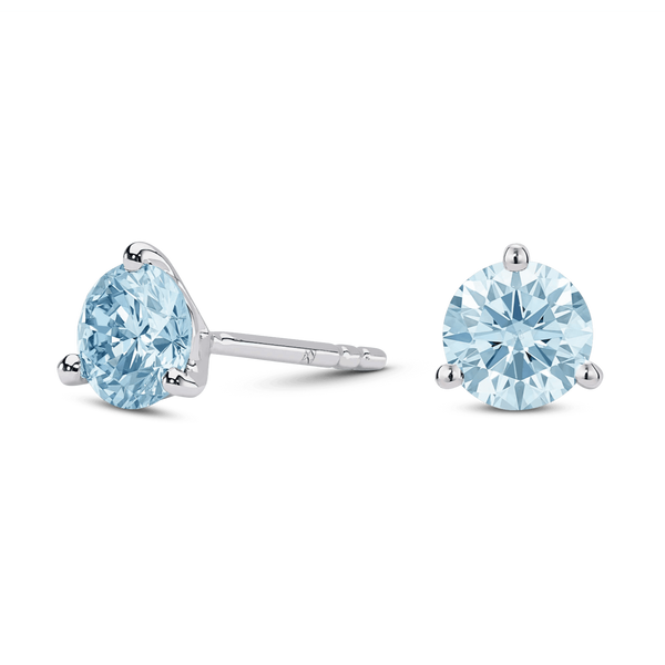 Lab-Grown Diamond 1½ct. tw. Round Brilliant Solitaire 14k Gold Studs | Blue - #Lightbox Jewelry#