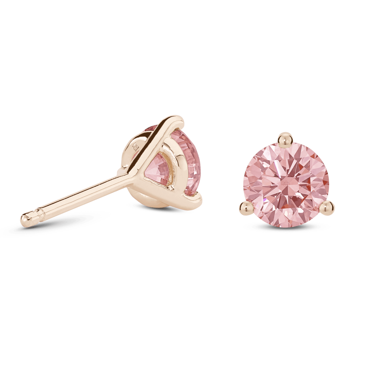 The Pink Round Brilliant Solitaire Studs