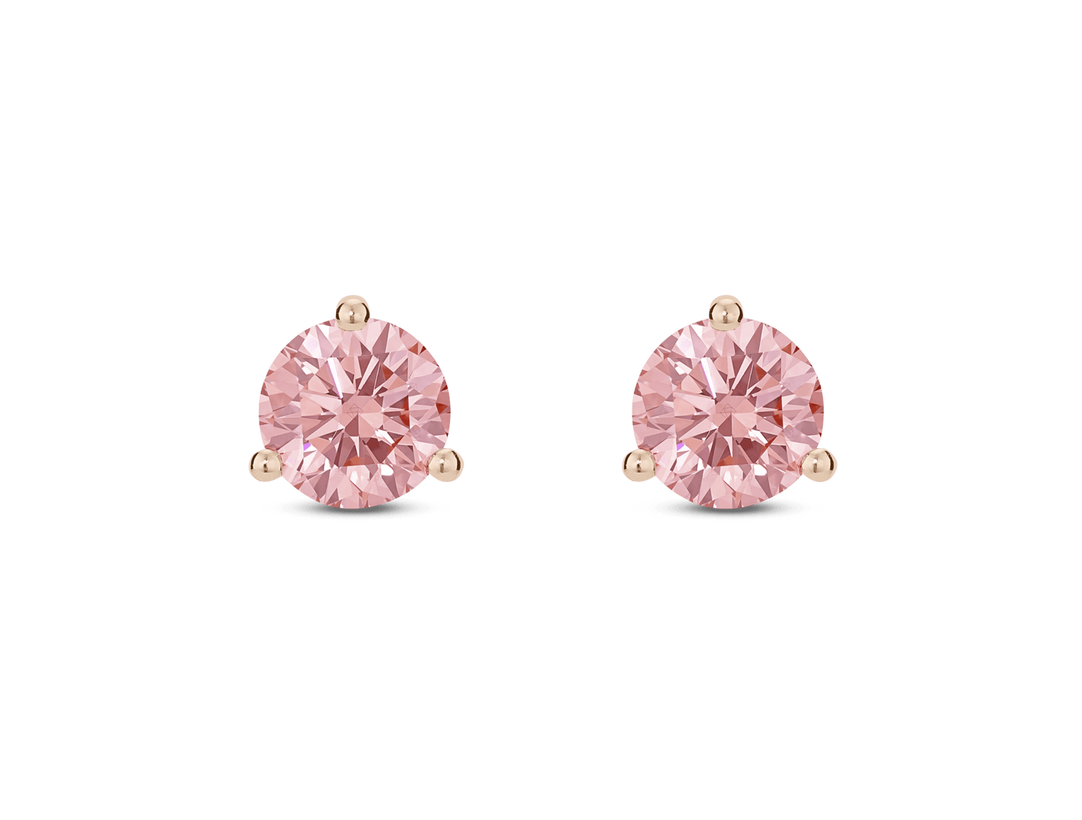 Lab-Grown Diamond 1½ct. tw. Round Brilliant Solitaire 14k Gold Studs | Pink