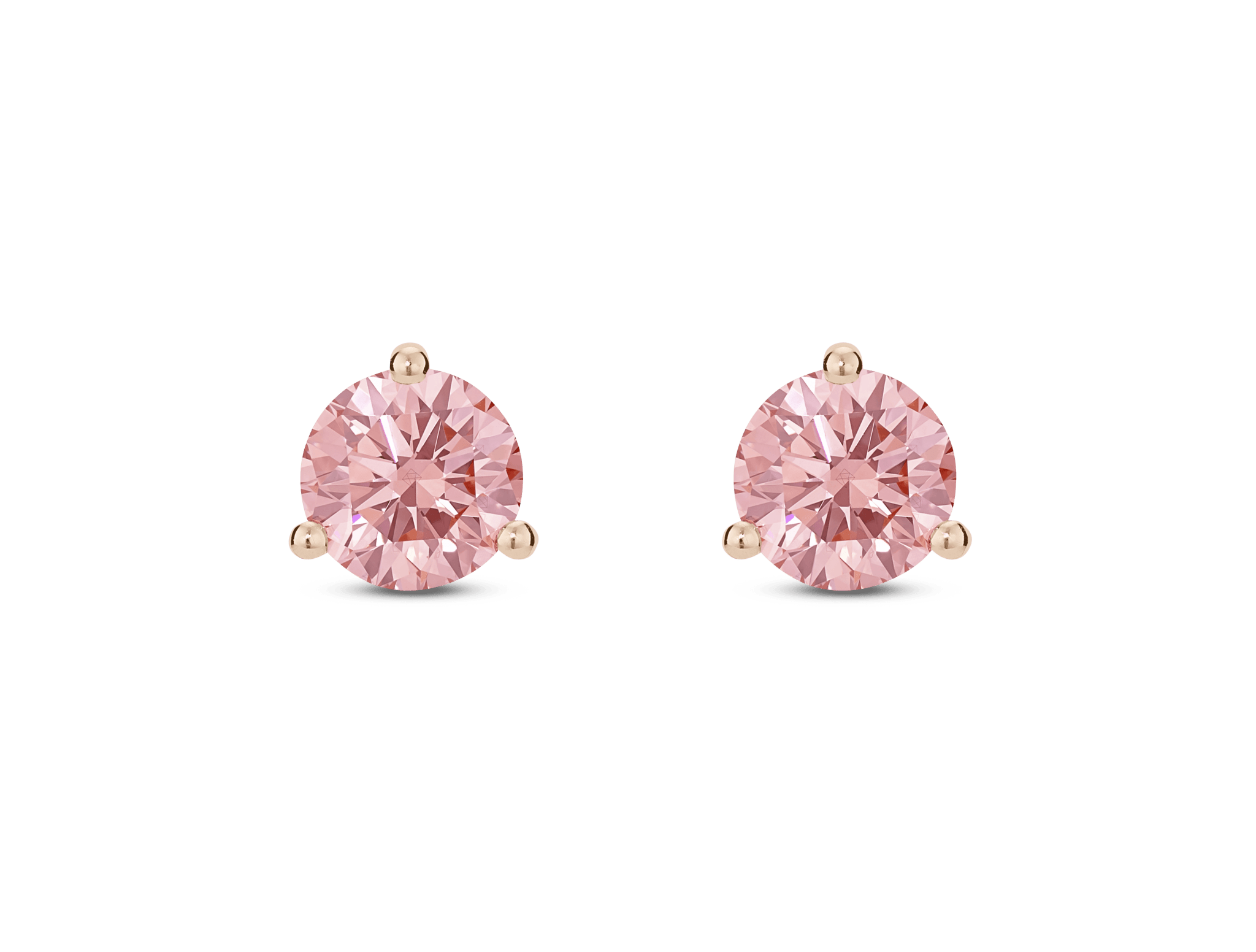 Lab-Grown Diamond 1½ct. tw. Round Brilliant Solitaire 14k Gold Studs | Pink - #Lightbox Jewelry#