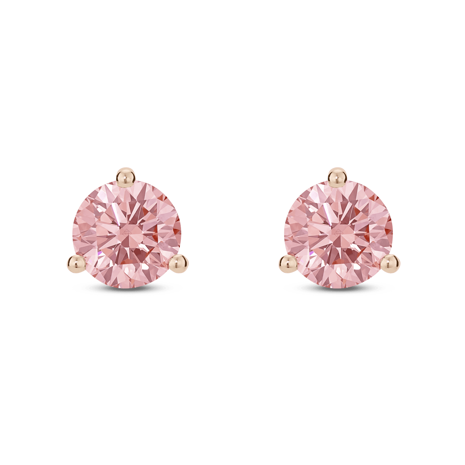 The Pink Round Brilliant Solitaire Studs