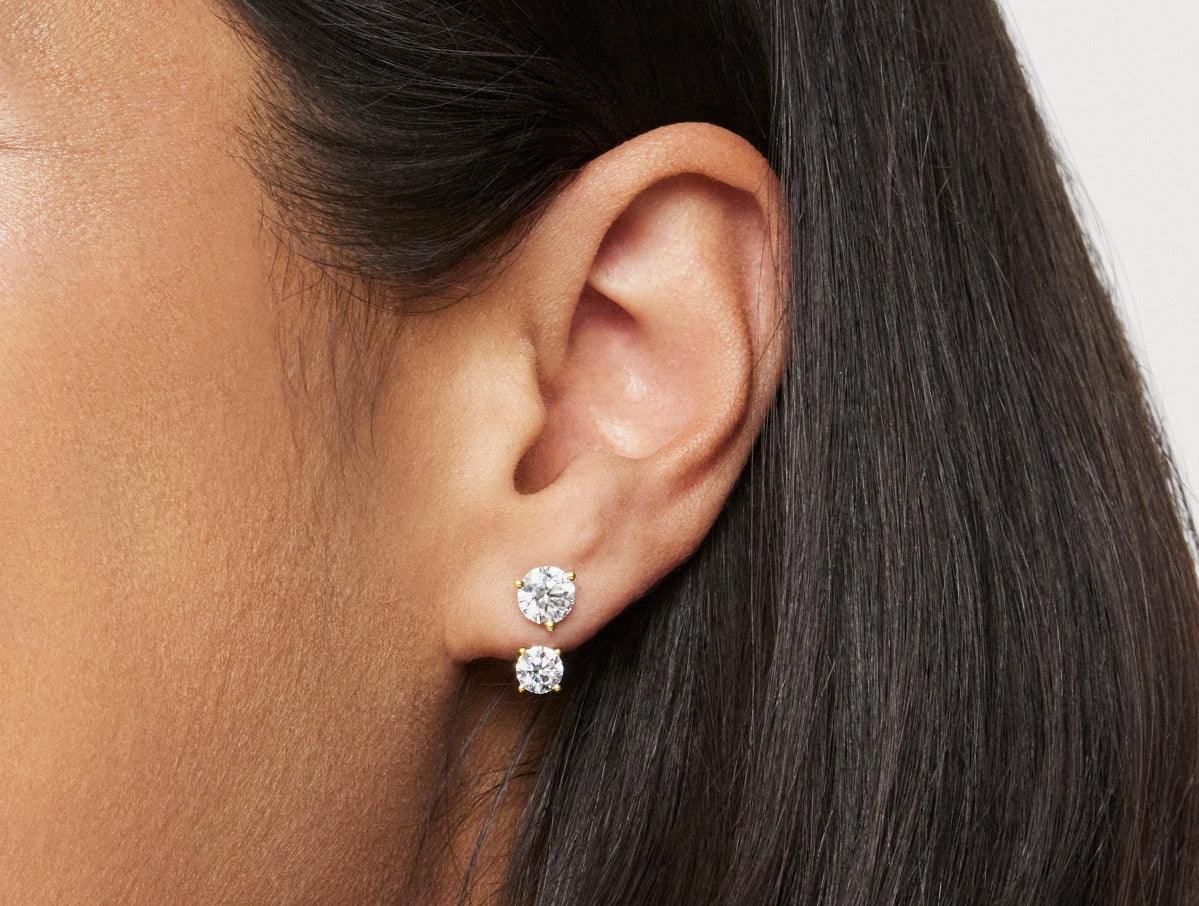 Amazon.com: 1 Carat Lab Grown Diamond Earrings | IGI Certified Round Shape  Martini Solitaire Lab Diamond Stud Earrings 3 Prong | F-G Color, VS1-VS2  Clarity | 14K Rose Gold | Friendly Diamonds