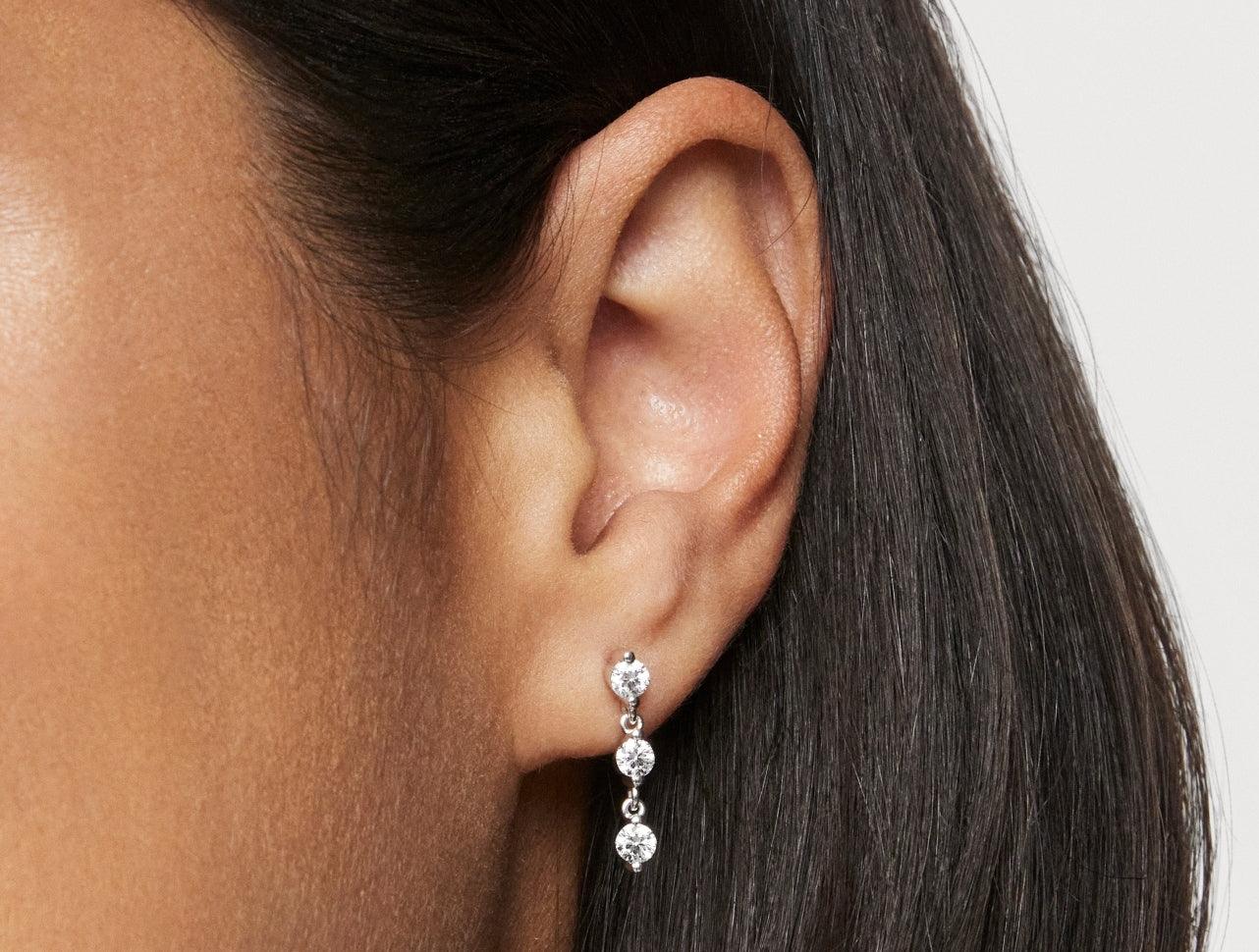 Lab-Grown Diamond ⁸⁄₉ct. tw Round Brilliant Line Drop Earrings | White - #Lightbox Jewelry#