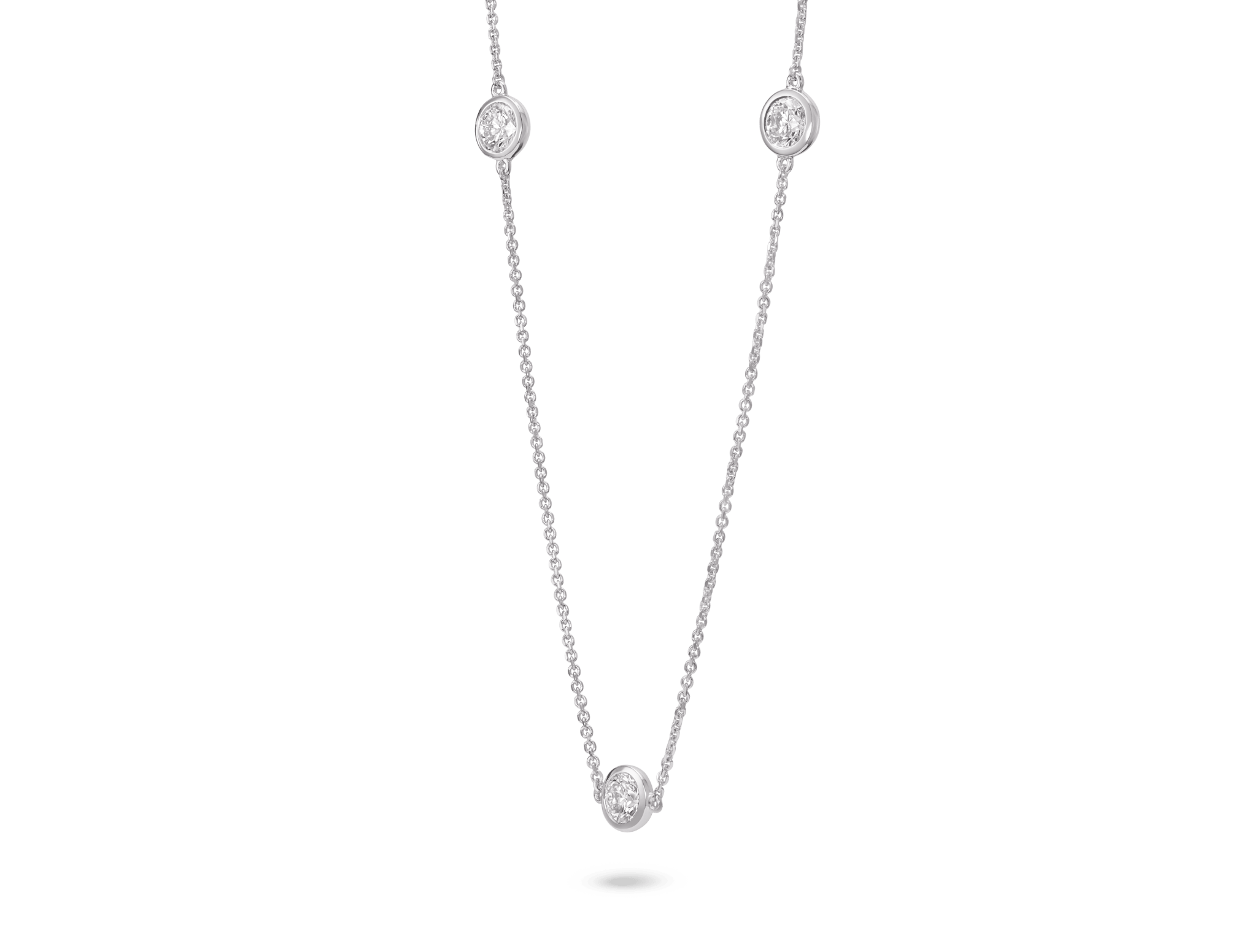 Lab-Grown Diamond ¾ct. tw. Round Brilliant Bezel Station Pendant | White - #Lightbox Jewelry#
